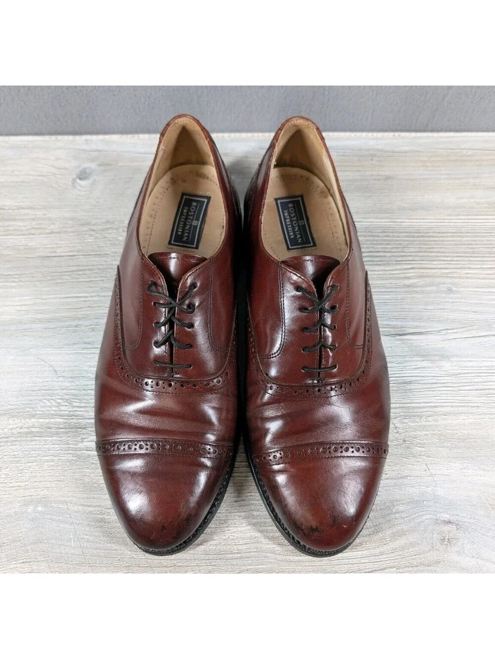 Bostonian Crown Windsor Cap Toe Oxford Mens 12 Brown Leather Brogue Dress Shoe